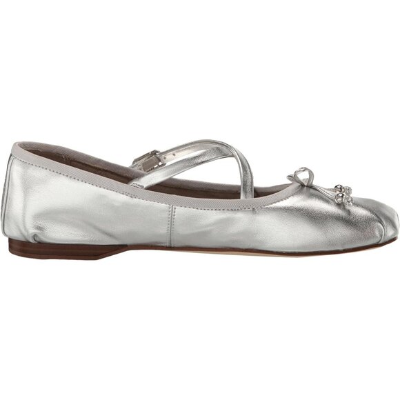 Circus NY by Sam Edelman Women's Soft Silver PolyurethaneCross Strap Ballet Flat - Picture 6 of 7